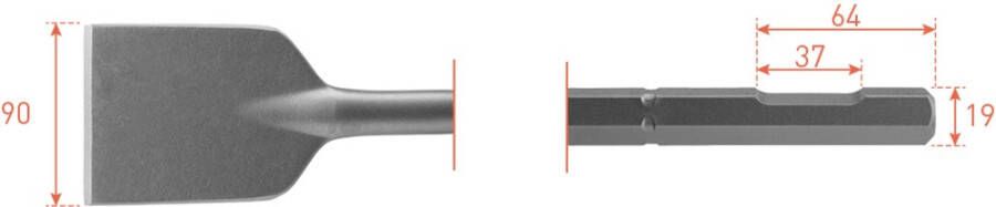 Rotec 6-kant Asfaltbeitel 90x400mm 6-kant ø19 0 met uitsparing 2153535
