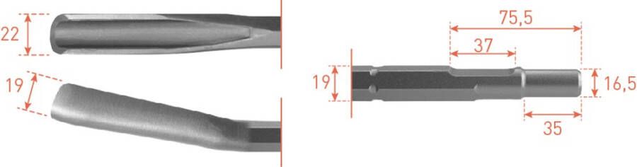 Rotec 6-kant Gutsbeitel 22x250mm 6-kant ø19 0 ø16 5x35 2153015