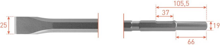 Rotec 6-kant Plattebeitel 25x380mm 6-kant ø21 0 ø19x66 2154011