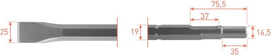 Rotec 6-kant Plattebeitel 300mm 6-kant ø19 0 ø16 5x35 2153010