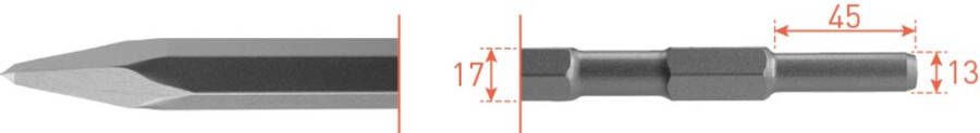Rotec 6-kant Puntbeitel 280mm 6-kant ø17 0 ø13x45 2155005