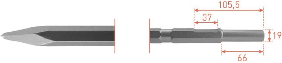 Rotec 6-kant Puntbeitel 600mm 6-kant ø21 0 ø19x66 2154008
