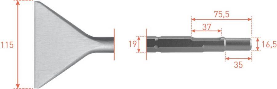 Rotec 6-kant Schopbeitel 115x400mm 6-kant ø19 0 ø16 5x35 2153065