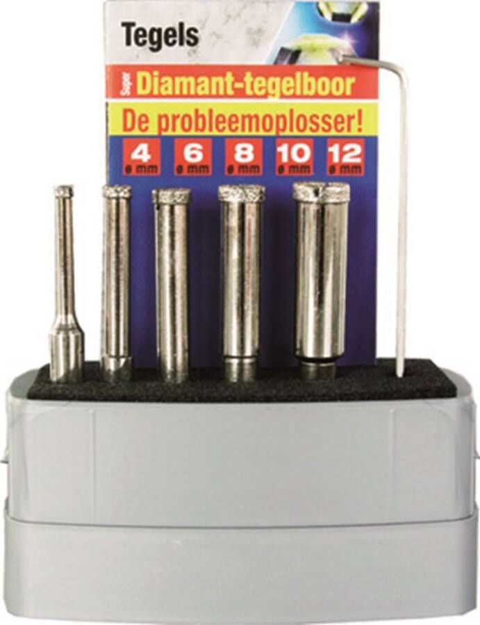 Rotec diamant-tegelborenset 5-12mm incl. Mini-Guide+Drukvat 7589000