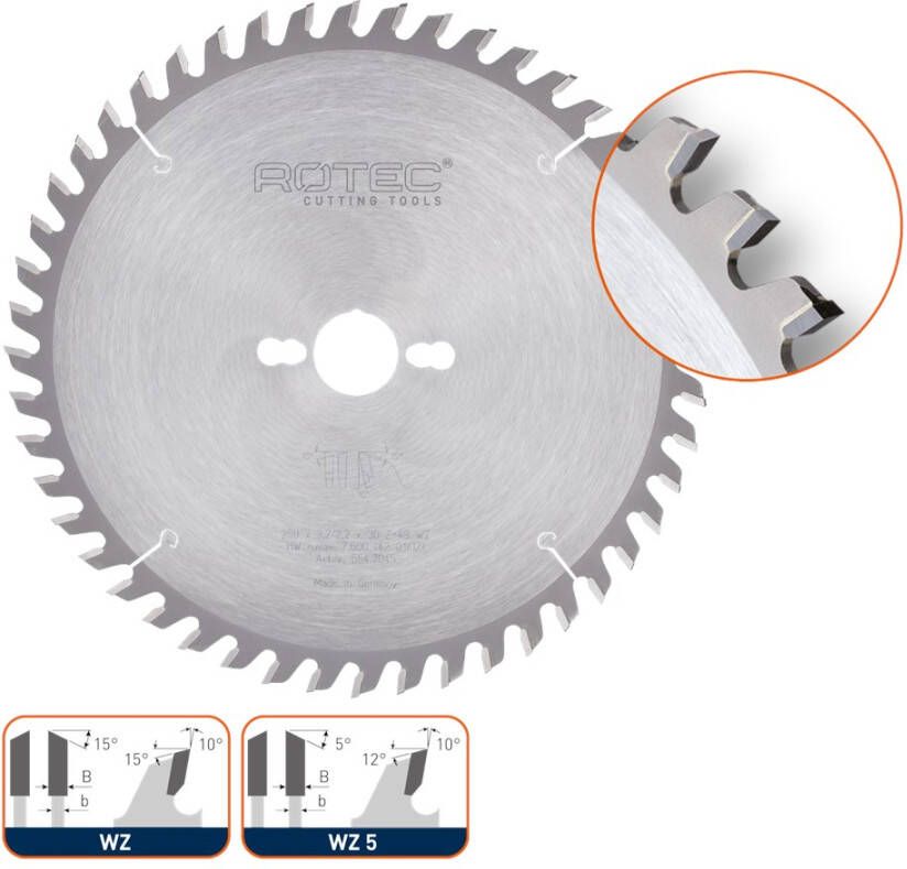 Rotec HM schulp- en afkortzaagblad ø180x3 2x30mm Z=30 WZ 5542005