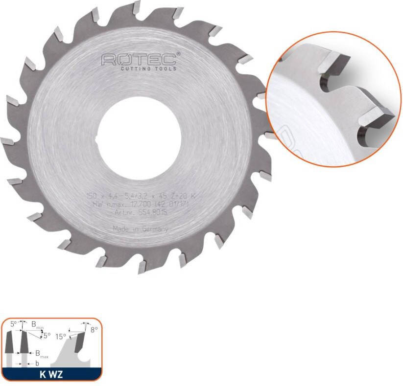 Rotec HM voorritszaagblad v. 554.7 ø180x4 8 5 8x45mm Z=36 K WZ 5548045