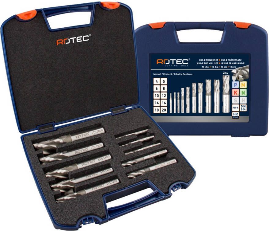 Rotec HSS-E ruwfrezenset '615' DIN 844 10-dlg ø4-20 6159420