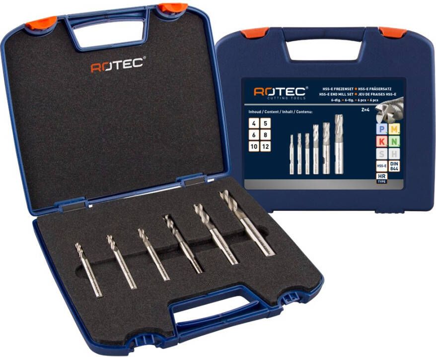 Rotec HSS-E ruwfrezenset '615' DIN 844 6-dlg ø4-12 6159412