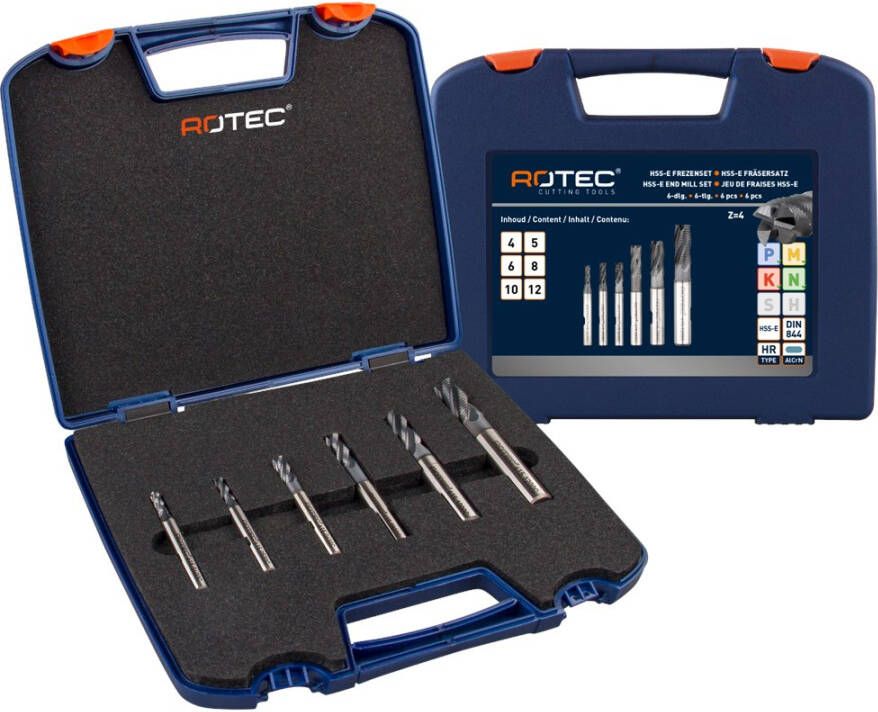Rotec HSS-E ruwfrezenset '615C' DIN 844 6-dlg ø4-12 615.9412C