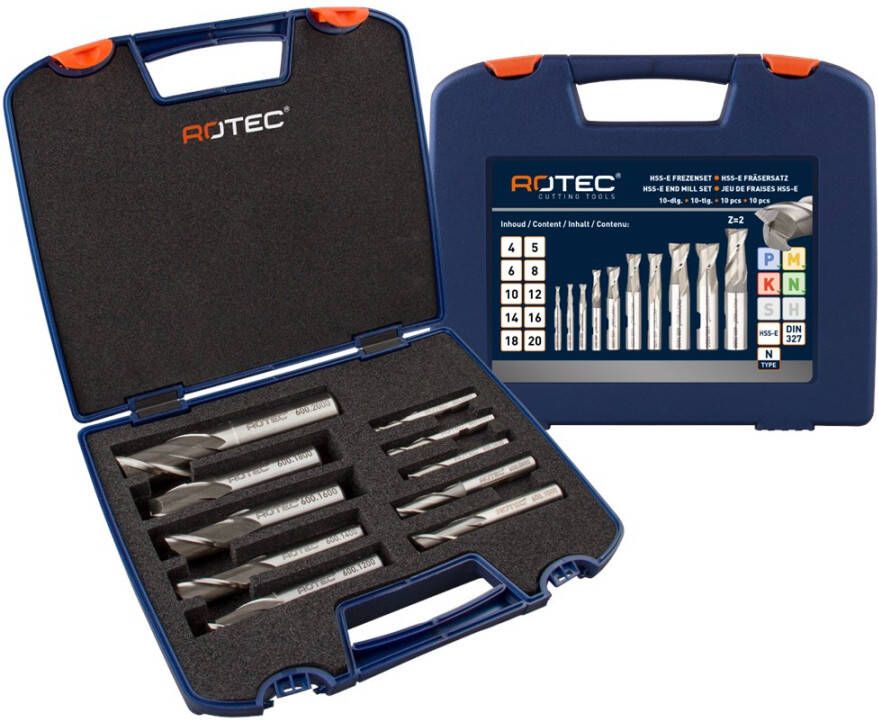 Rotec HSS-E spiebaanfrezenset '600' DIN 327 10-dlg ø4-20 6009420