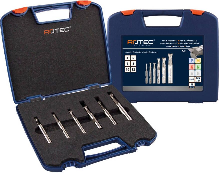 Rotec HSS-E spiebaanfrezenset '600' DIN 327 6-dlg ø4-12 6009412