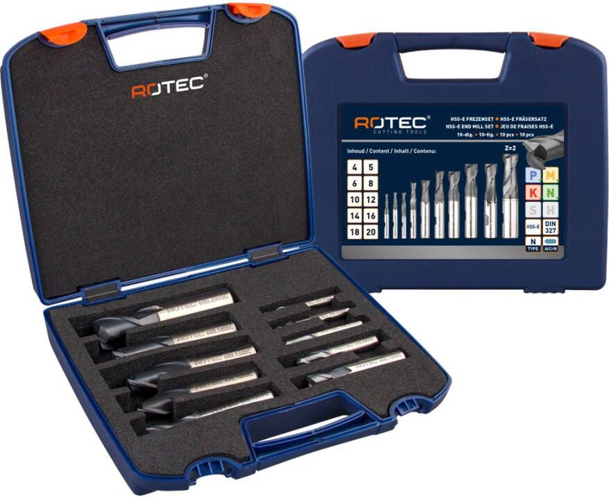 Rotec HSS-E spiebaanfrezenset '600C' DIN 327 10-dlg ø4-20 600.9420C