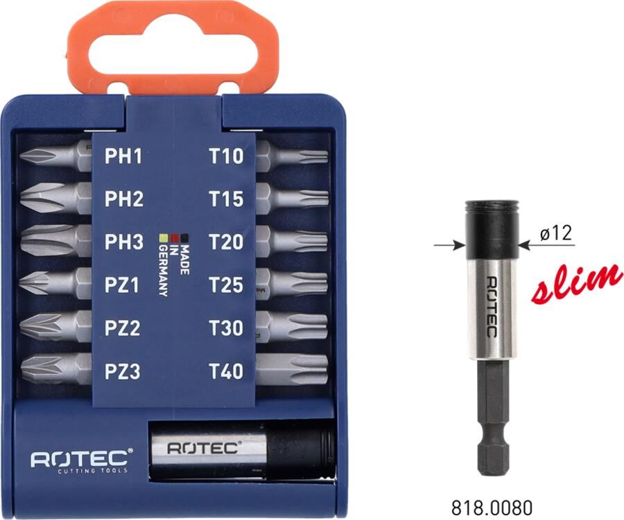 Rotec Bit-set | BASIC | Incl. bithouder 'SLIM' | Bits PH PZ en TX | 13-delig 825.0106