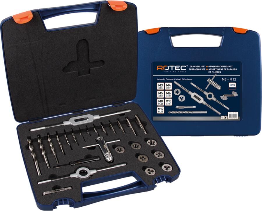Rotec Handtappen- | Snijplaten- en borenset | 26-dlg. | M3-M12 900.2026