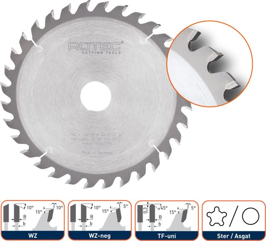 Rotec HM Cirkelzaagblad Voor Handmachines | Ø160x2 2x20 | Z=48 | TF-Uni 553.0131