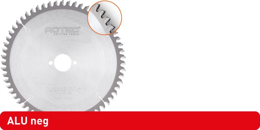 Rotec HM Zaagblad Voor NF-Metalen | Ø160x2 8x30 | Z=42 | TF Neg 555.1025