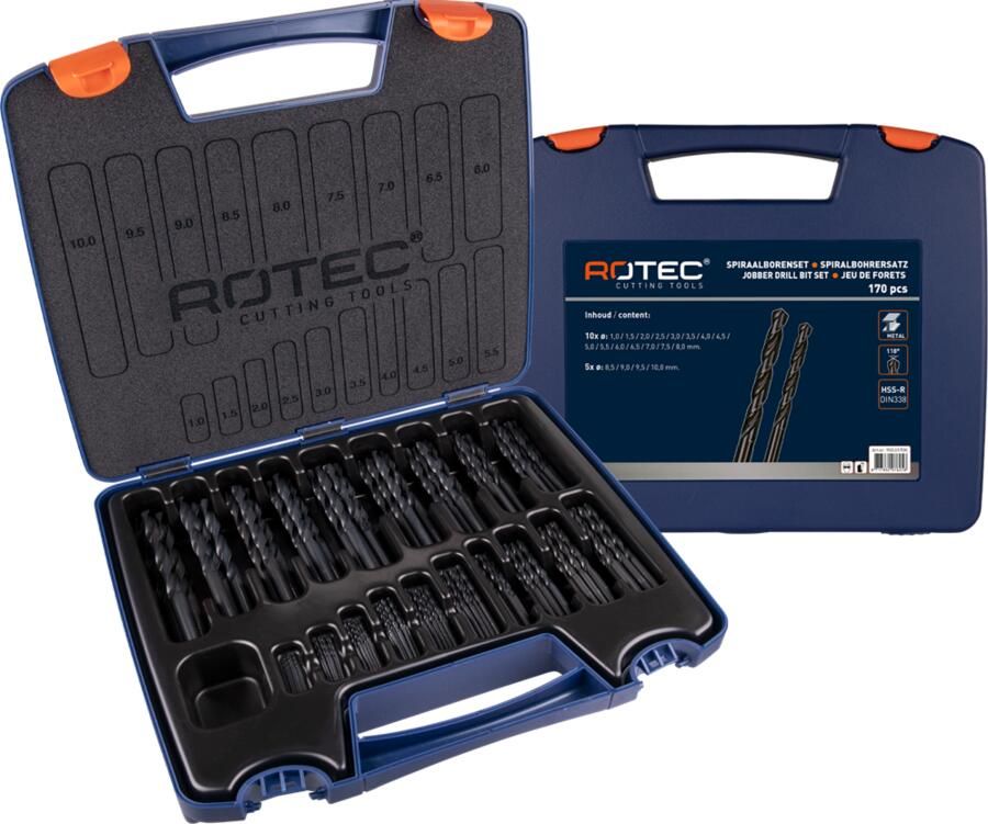 Rotec Spiraalborenset | 100 | DIN 338 | Type N | 202-dlg | ø1-13 900.0202K