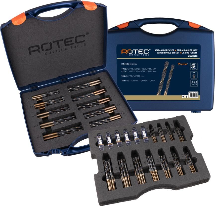 Rotec Spiraalborenset | 101 | DIN 338 | Type N | 202-dlg | ø1-13 900.0212K
