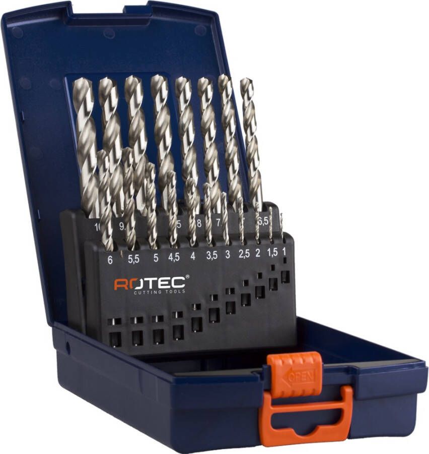 Rotec Spiraalborenset &apos;105&apos; DIN338 type N 19-dlg ø1-10 ABS 900.0020K