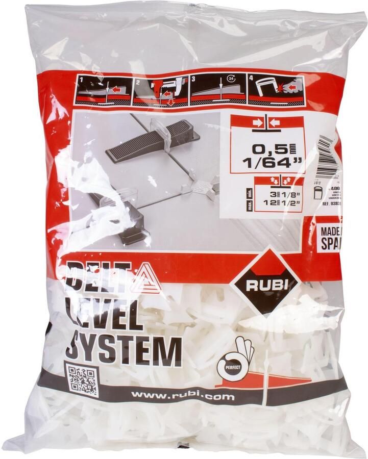 Rubi Delta Level Systeem Clips | Dikte 0 5 mm | Hoogte 3-12 mm | 400 stuks 03931
