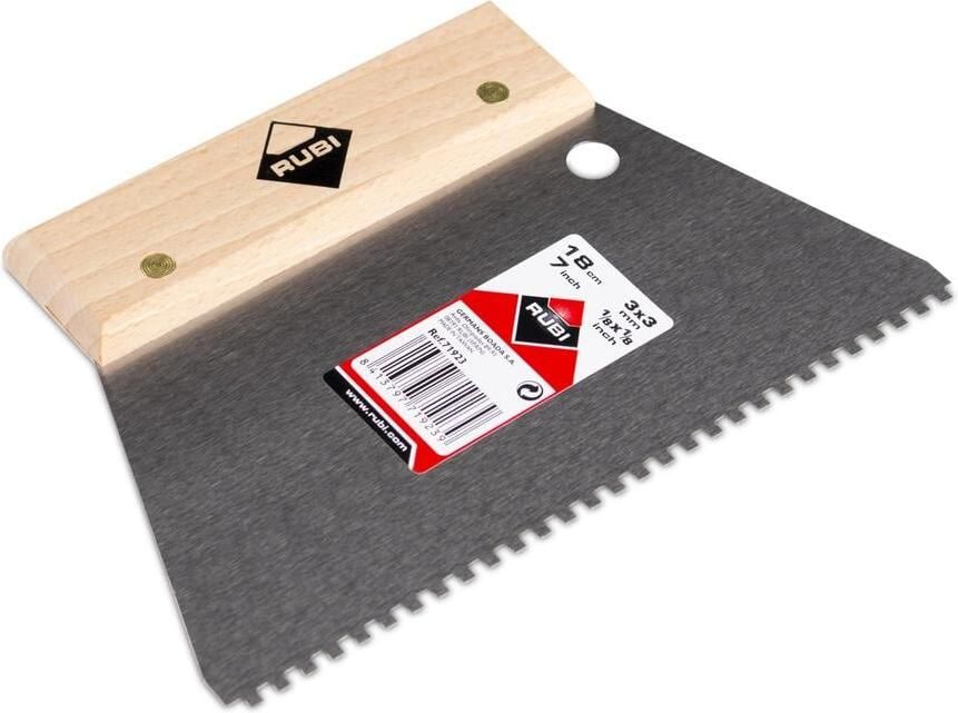 Rubi Eenvoudige lijmspaan | 18 cm 3x3 mm | Houten Greep 71923