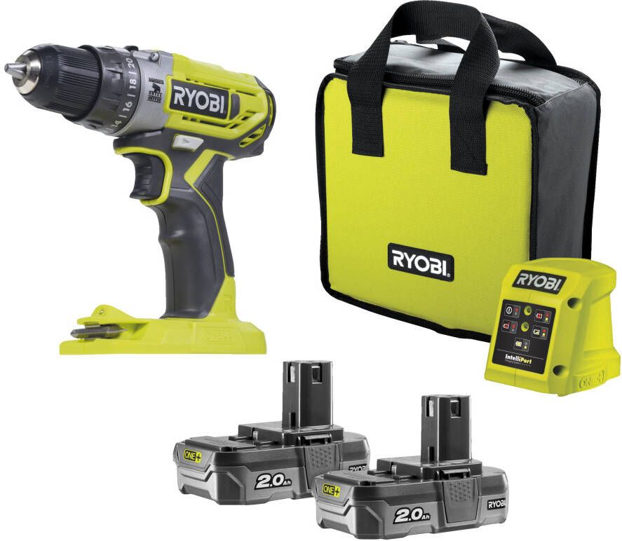 Ryobi R18PD2-220S | ONE+ | 18V Snoerloze Klopboormachine (2x 2.0Ah) 5133004459