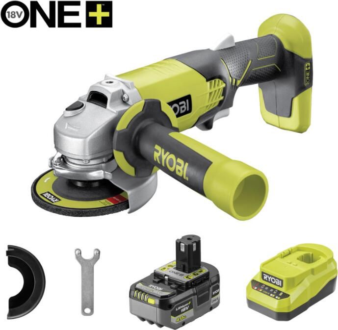 Ryobi R18AG-1C40GP | 18V | Li-ion | Haakse slijper | set | 1x 4 0Ah accu | in tas | 115mm 5133006908