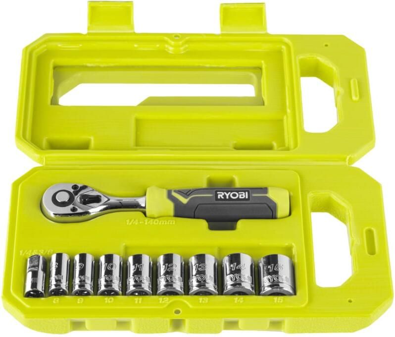 Ryobi RHRS10PC | 10-delige 1 4" ratel en doppenset 5132006067