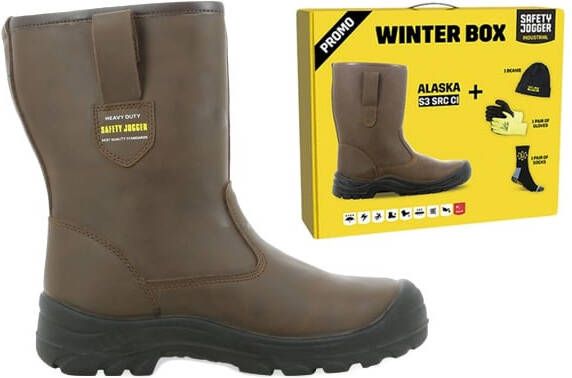 Safety Jogger Winterbox | Alaska veiligheidslaars + sokken + handschoenen + muts | Bruin | SI9805410