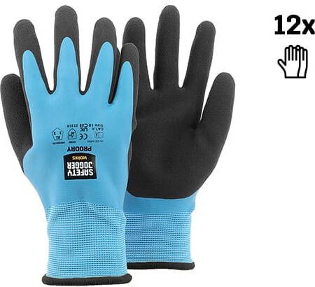 Safety Jogger De all-in-one veiligheidshandschoenen met dubbele latex coating | 12 Stuks | Zwart | SW1104007