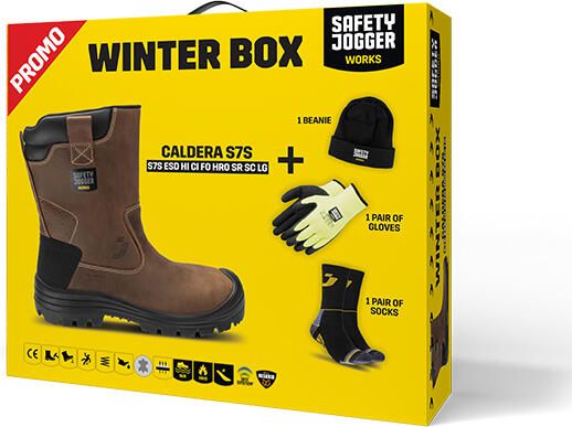 Safety Jogger Winterbox | Caldera 7S7 veiligheidslaars + sokken + handschoenen + muts | Bruin | S28105420