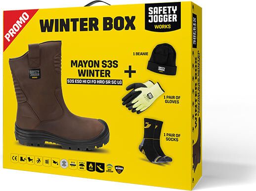 Safety Jogger Winterbox | Mayon S3S veiligheidslaars + sokken + handschoenen + muts | Donkerbruin | S28005420