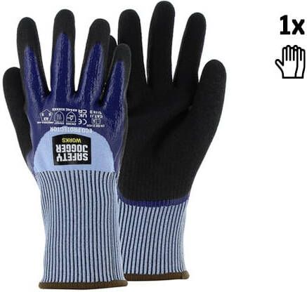 Safety Jogger Snijbestendige HPPE handschoen met dubbele nitril coating | Grijs Blauw | SW1654100