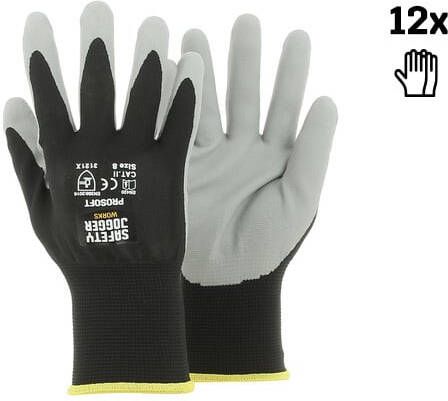 Safety Jogger Veiligheidshandschoenen | Met een grijze schuimnitril coating | Zwart | SW0906011