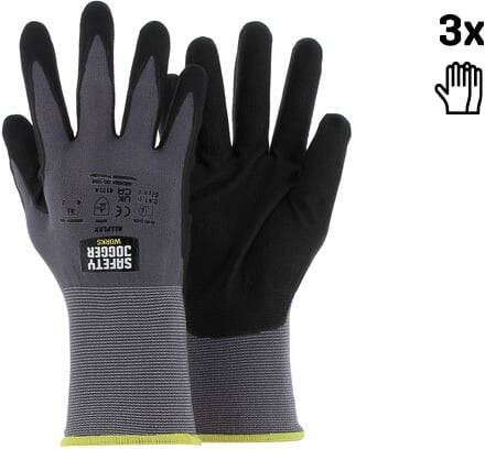 Safety Jogger Veiligheidshandschoenen met maximale beweeglijkheid | 3 Stuks | Zwart | SW0306009
