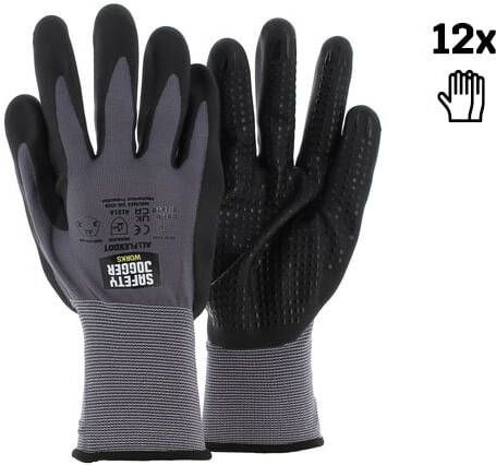 Safety Jogger Veiligheidshandschoenen met maximale beweeglijkheid en gevoeligheid | 12 Stuks | Zwart | SW9800900