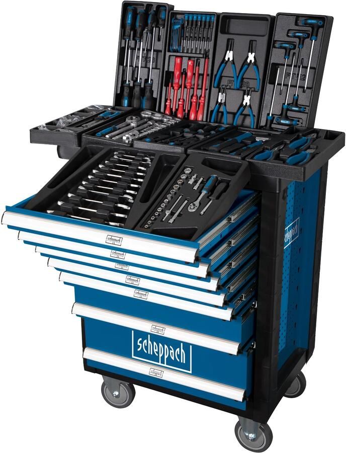 Scheppach TW1000 Gevulde gereedschapswagen met 7 lades 263-dlg 5909304900