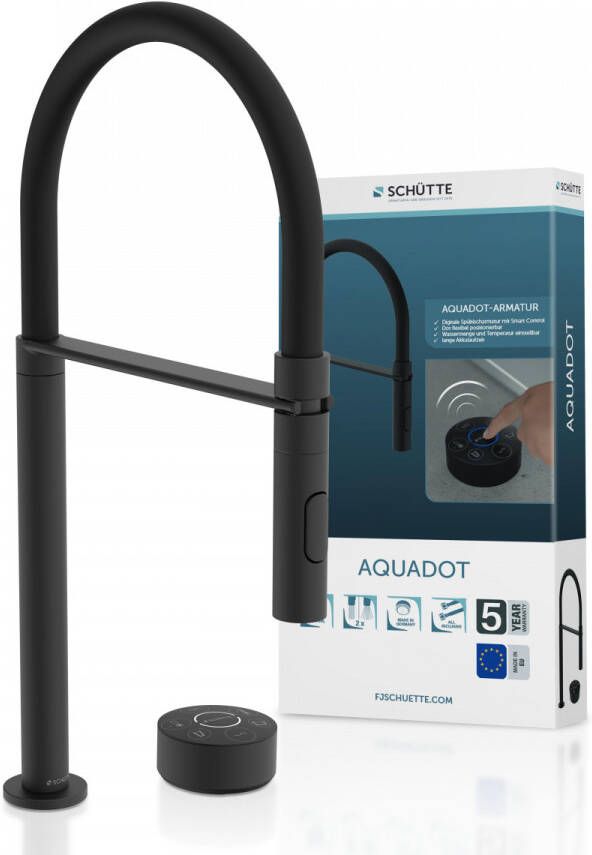 Schütte Schutte AQUADOT Digitale keukenkraan met smart control | RVS look | Zwart | Met soft-touch slang 99556