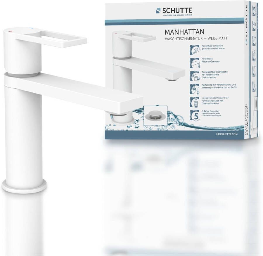 Schütte Schutte MANHATTAN Wastafelkraan | Mat Wit 33018