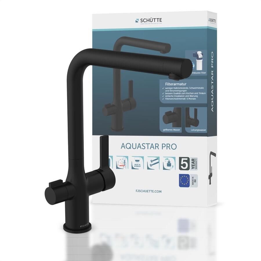 Schütte Schutte AQUASTAR PRO drinkwater keukenkraan met filtersysteem | Mat Zwart 99860