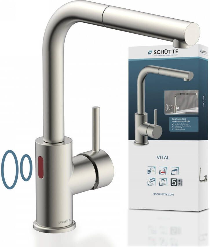 Schütte Schutte VITAL Sensor keukenkraan met uittrekbare uitloop | RVS look 99705