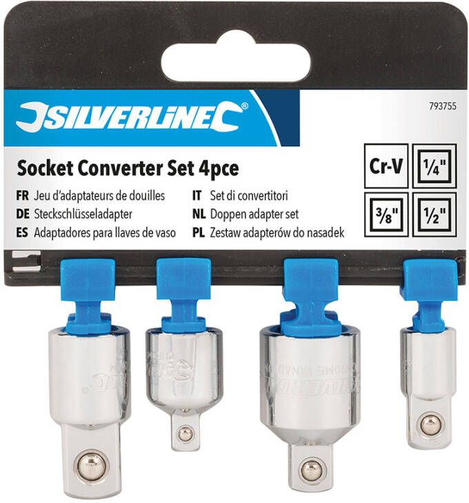 Silverline 4-delige doppen adapter set | 4-delig 793755