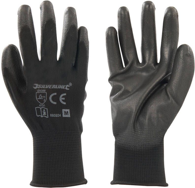 Silverline PU Handschoen met zwarte handpalm | M 8 885924