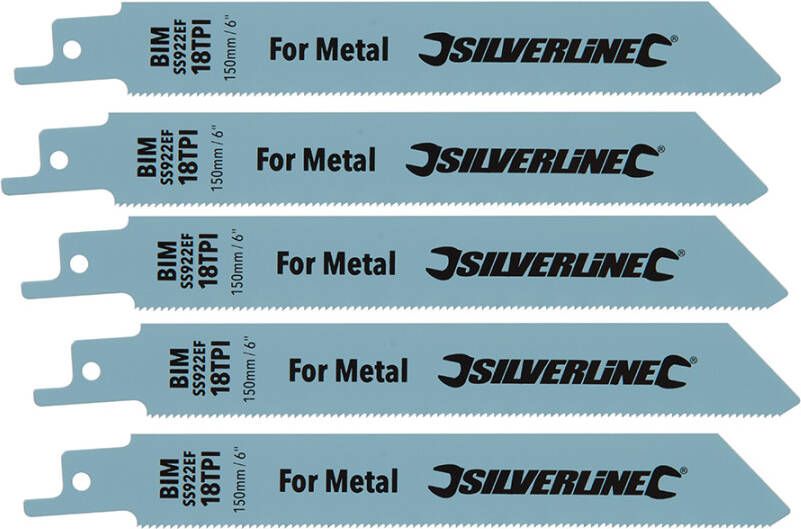 Silverline Reciprozaagblad voor metaal 5 pk. | Bi-metaal 18 tpi 150 mm 427542