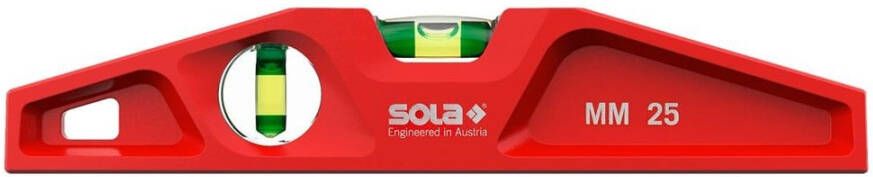 Sola Alu waterpas gegoten met gefreesd V-vlak 25cm 2 libellen M25 01330201