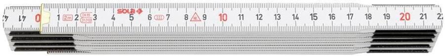 Sola Vouwduimstok hout 2mtr 10-ledig HW2 10 wit EG-Klasse 3 HW2 10SB 53020601