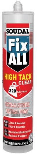Soudal Fix All "High-Tack" Clear | Lijmkit | Transparant | 290 ml 130276