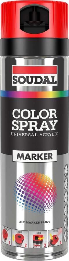 Soudal Color Marker Spray 500 ml | fluo red 155570