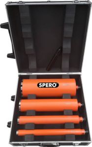 Spero 5 delige R1 2" Dunwandige diamantboren set 4 boren in rolkoffer Ø 35 51 81 131mm SPDCS131