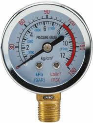 Spero Metalen compressor drukmeter | 54mm | Bar PSI | onderaansluiting 1 4 (M) | max. 12Bar gcmtraklMT